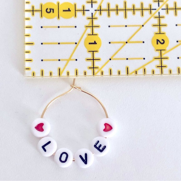 New Pronouns She Her Message Word Love Handmade Earrings Hoops Taylor Swift Gift - Picture 3 of 5
